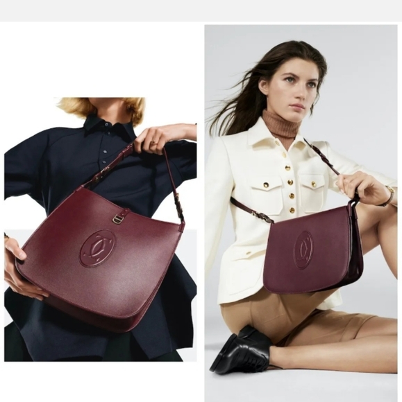 Cartier Burgundy Wine Women's Vintage Leather Crossbody Gold Hardware ✨️ - Picture 1 of 14